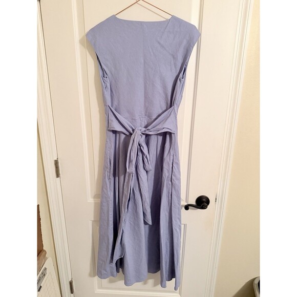 Banana Republic Sky Blue  Linen Blend Wrap Midi Dress Size 4 $150 - Picture 4 of 7